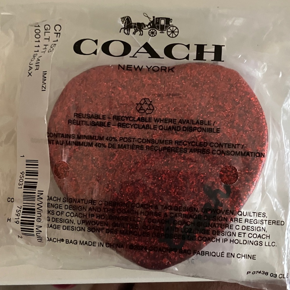 Coach Red Glitter Heart Compact mirror